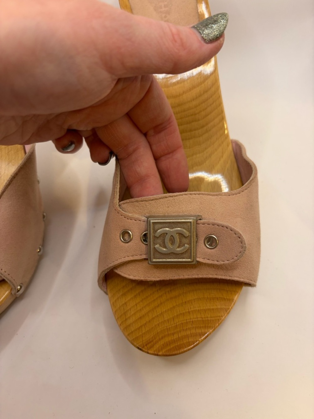 Chanel Pink Wood and Suede Sandals 👡 - Size 40 (US9) - Picture 7 of 12